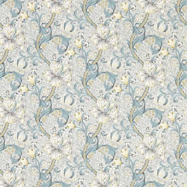 Clarke & Clarke W0174-02 - William Morris Designs Classic Floral Grey Clarke & Clarke Wallpaper roll - luxury design for UK feature walls