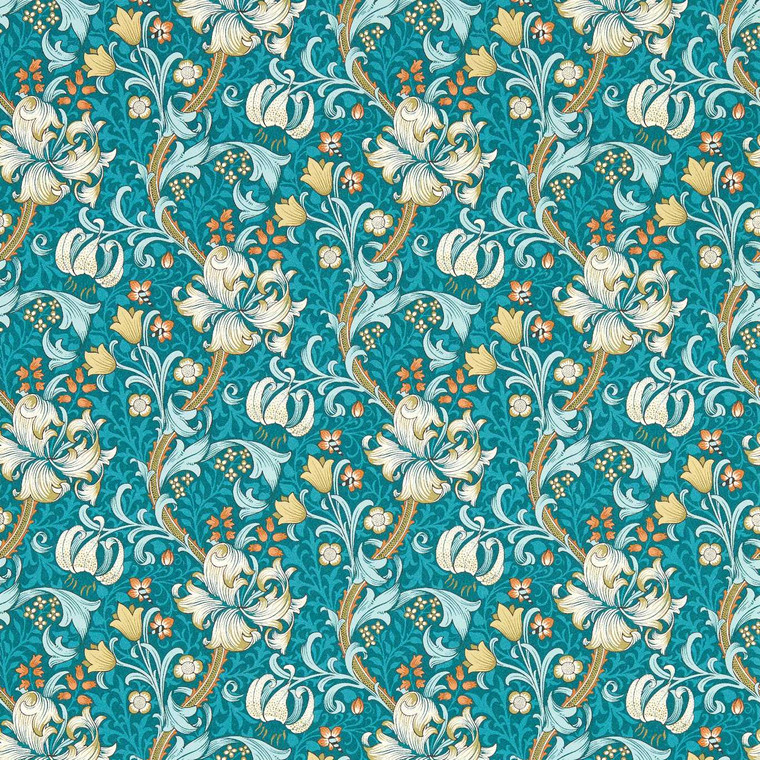 Clarke & Clarke W0174-03 - William Morris Designs Classic Floral Blue Clarke & Clarke Wallpaper roll - luxury design for UK feature walls