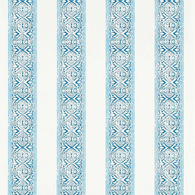 Clarke & Clarke W0237-02 - Indira Stripes Blue Clarke & Clarke Wallpaper roll - luxury design for UK feature walls