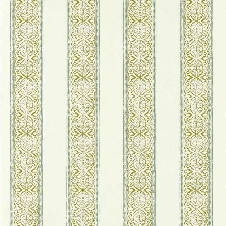 Clarke & Clarke W0237-03 - Indira Stripes Green Clarke & Clarke Wallpaper roll - luxury design for UK feature walls