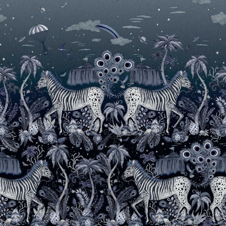 Clarke & Clarke W0201-01 - Mythica Animals Black Clarke & Clarke Wallpaper Mural roll - luxury design for UK feature walls
