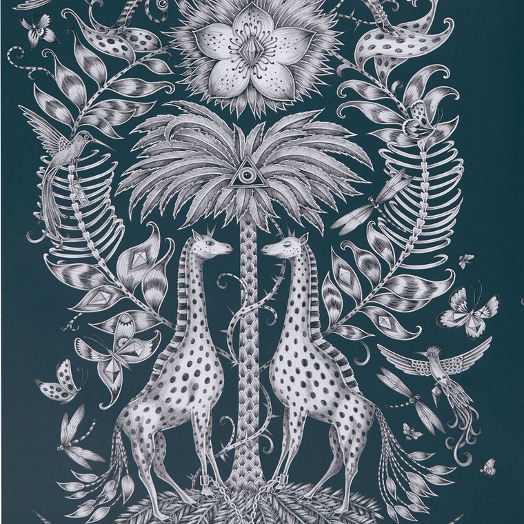 Clarke & Clarke W0102-06 - Animalia Abstract & Graphic Blue Clarke & Clarke Wallpaper roll - luxury design for UK feature walls