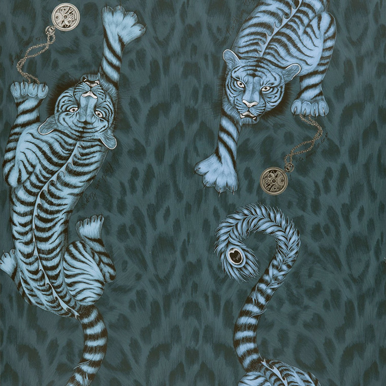 Clarke & Clarke W0105-03 - Animalia Abstract & Graphic Blue Clarke & Clarke Wallpaper roll - luxury design for UK feature walls