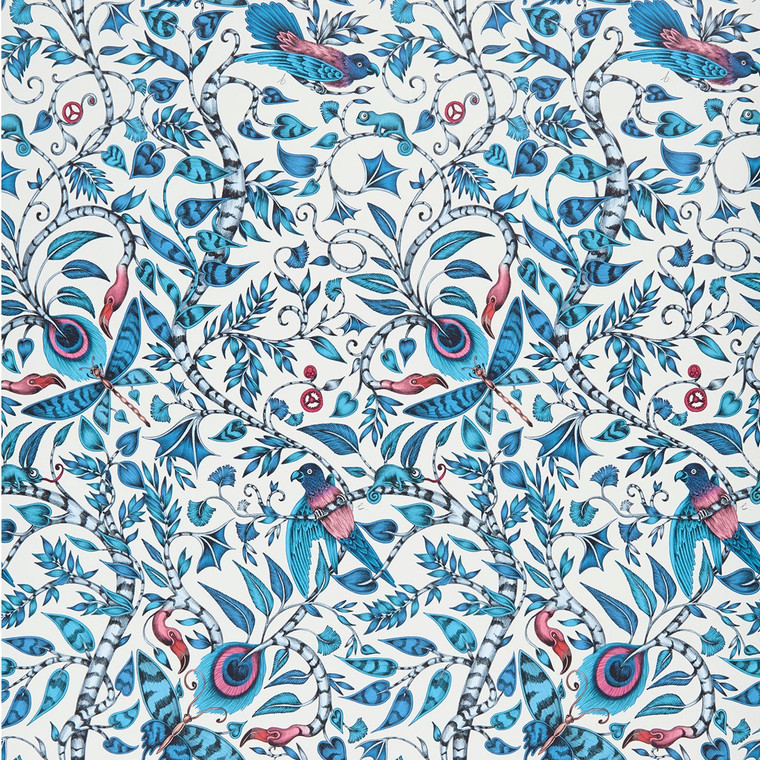 Clarke & Clarke W0104-01 - Animalia Abstract & Graphic Blue Clarke & Clarke Wallpaper roll - luxury design for UK feature walls