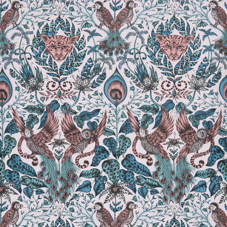 Clarke & Clarke W0098-04 - Animalia Abstract & Graphic Pink Clarke & Clarke Wallpaper roll - luxury design for UK feature walls