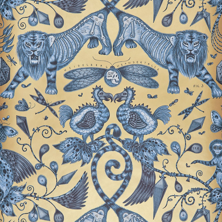 Clarke & Clarke W0100-01 - Animalia Abstract & Graphic Blue Clarke & Clarke Wallpaper roll - luxury design for UK feature walls