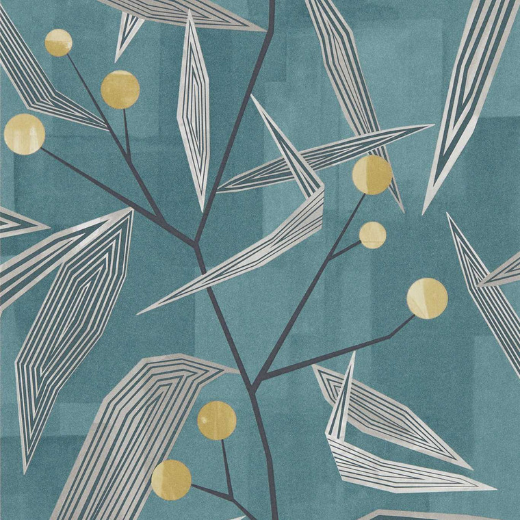 HGEO111691 - Zapara  Edit Botanical Blue Harlequin Wallpaper