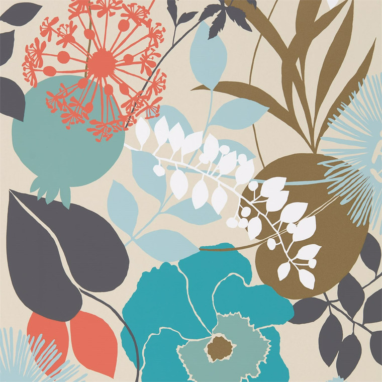 HSTO111493 - Zapara  Edit Contemporary Floral Blue Harlequin Wallpaper