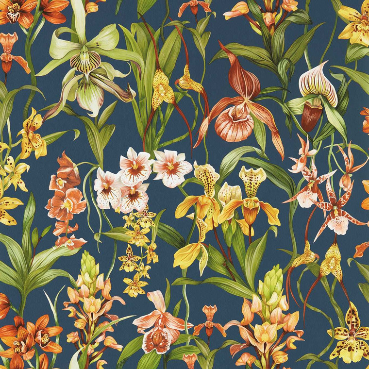 Harlequin 113010 - Colour 4 Contemporary Floral Blue Harlequin Wallpaper roll - luxury design for UK feature walls
