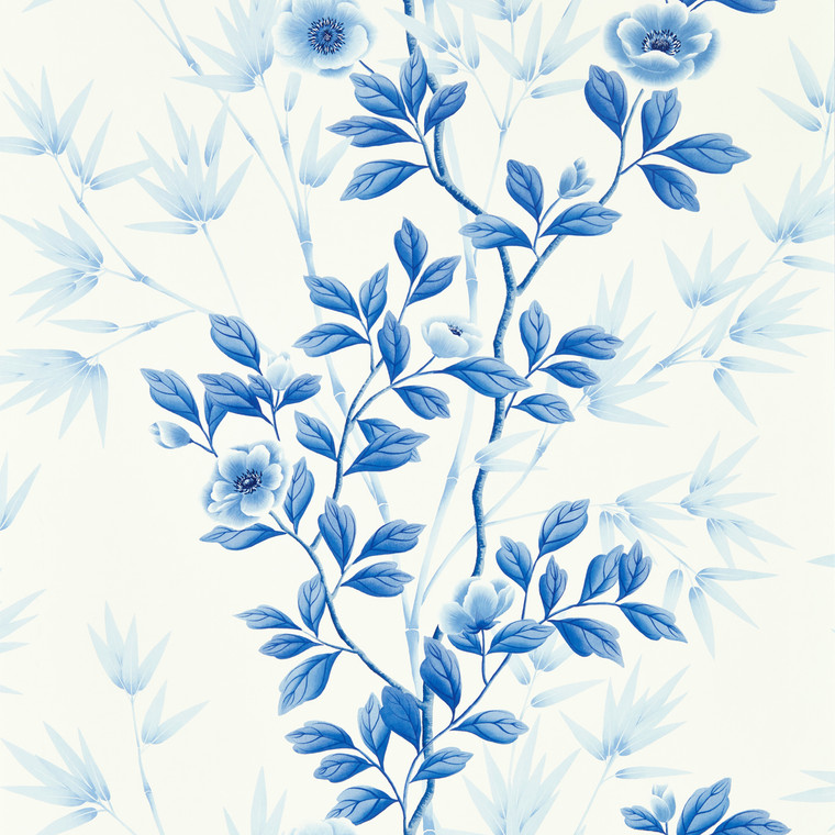 Harlequin HDHW112898 - Harlequin X Diane Hill Classic Floral Blue Wallpaper roll - luxury design for UK feature walls
