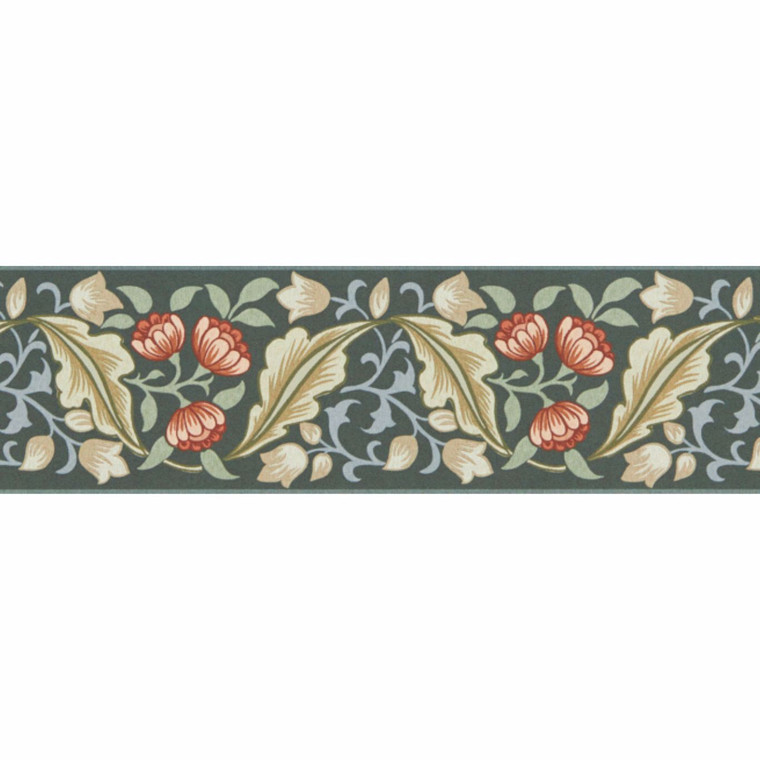 MUNW217609 - The Unfinished Works  Classic Floral Blue Morris & Co. Border