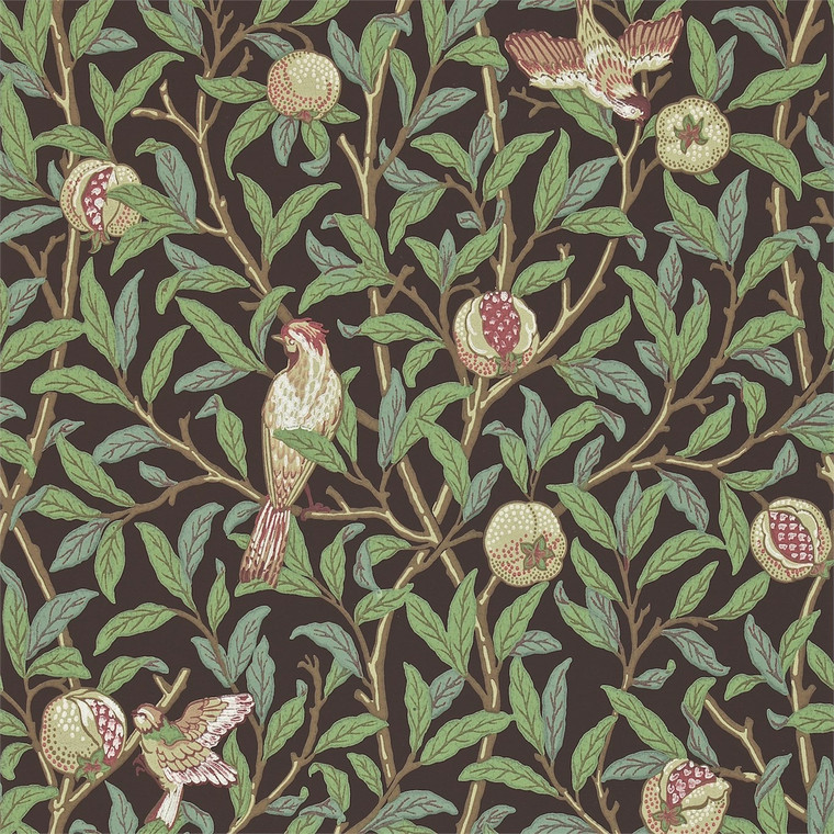 DARW212537 - Morris 160th Anniversary  Birds Black Morris & Co. Wallpaper
