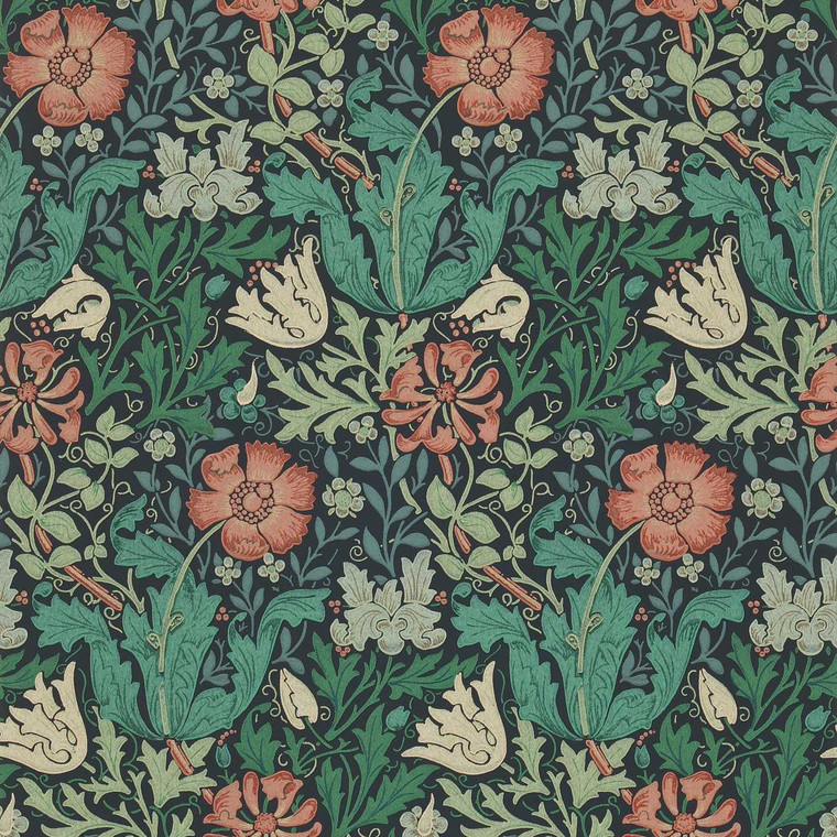 DMCW210421 - Morris and Friends  Classic Floral Blue Morris & Co. Wallpaper