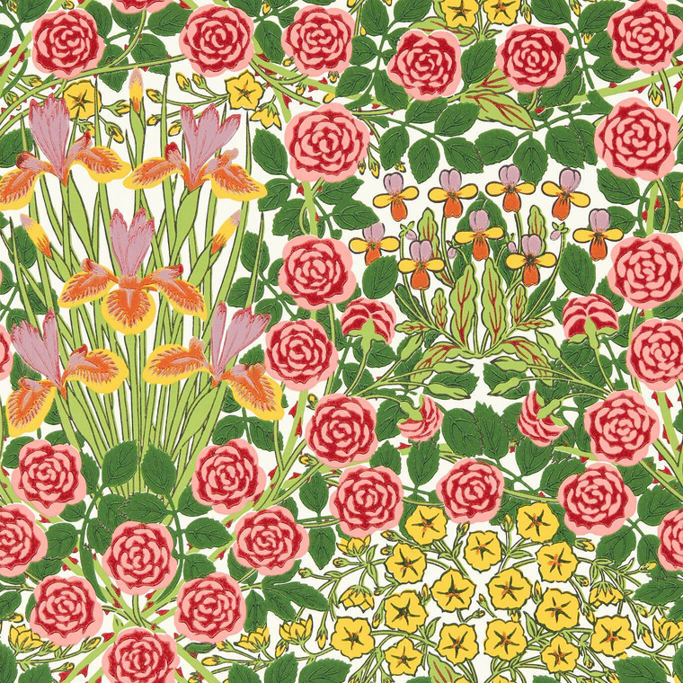 Morris & Co MVOW217351 - Bedford Park Contemporary Floral Multi Morris & Co. Wallpaper roll - luxury design for UK feature walls