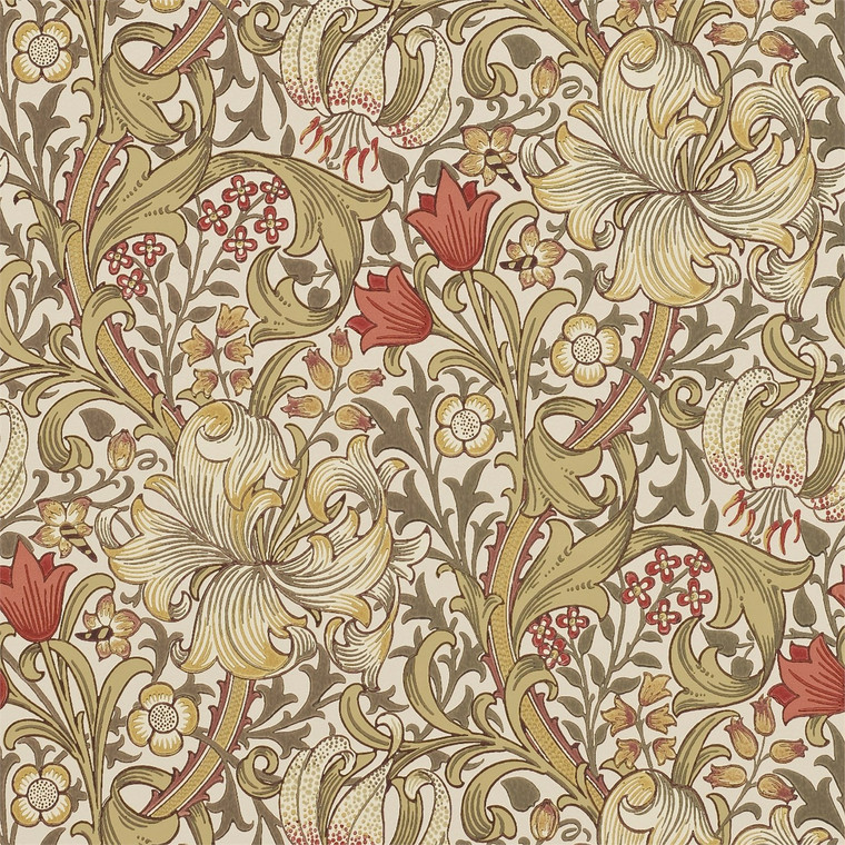 DM6P210400 - Morris 160th Anniversary  Contemporary Floral Brown Morris & Co. Wallpaper