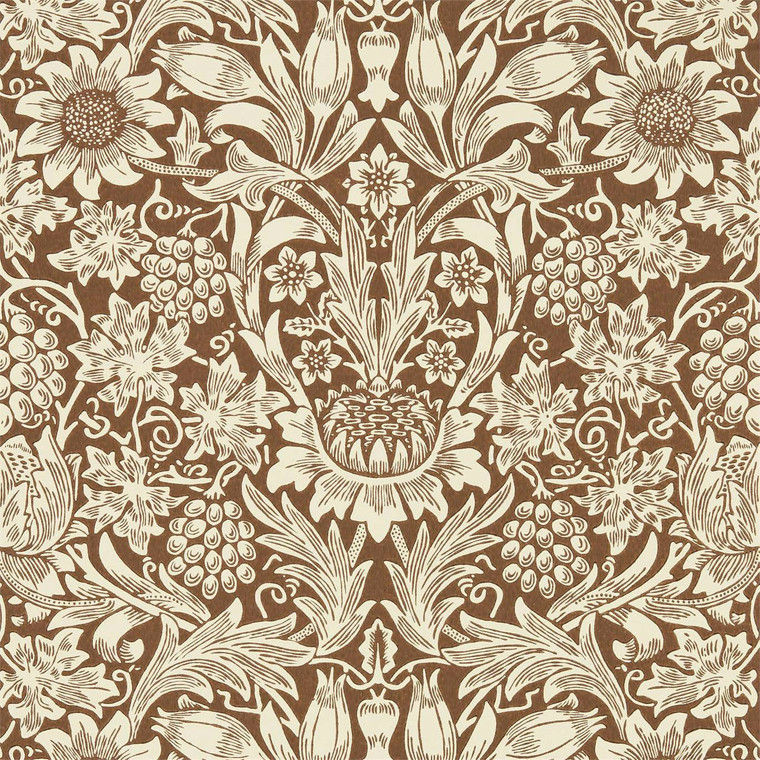 DBPW216961 - Queen Square  Contemporary Floral Brown Morris & Co. Wallpaper