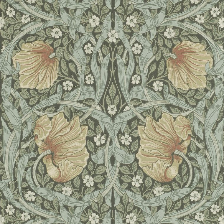 DMCR216470 - Morris 160th Anniversary  Classic Floral Green Morris & Co. Wallpaper