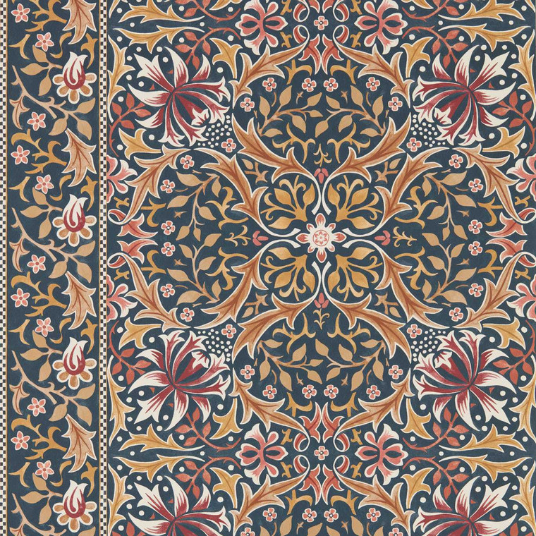 MUNW217601 - The Unfinished Works  Classic Floral Green Morris & Co. Wallpaper