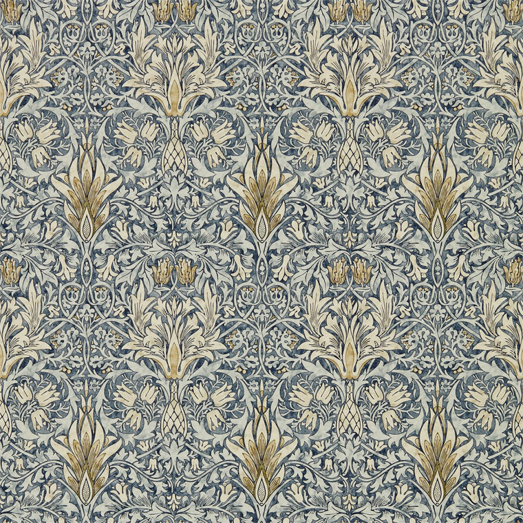 Morris & Co DMA4216428 - Morris 160th Anniversary Classic Floral Blue Morris & Co. Wallpaper roll - luxury design for UK feature walls