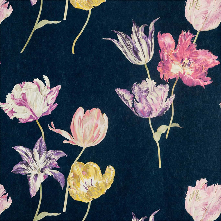 Sanderson DGLW216667 - Glasshouse Classic Floral Blue Sanderson Wallpaper roll - luxury design for UK feature walls