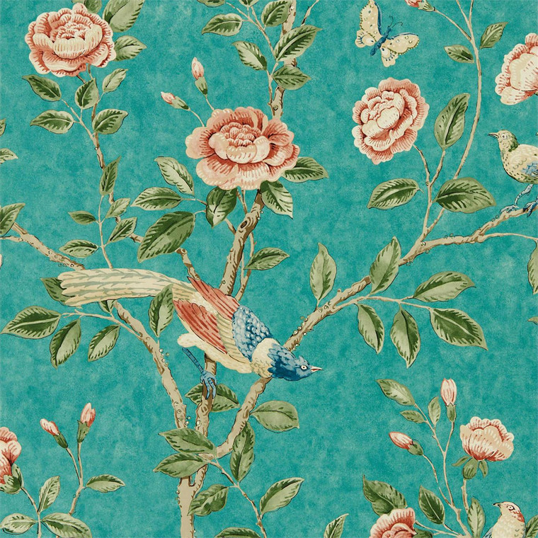 DCPW216796 - Caspian  Classic Floral Blue Sanderson Wallpaper