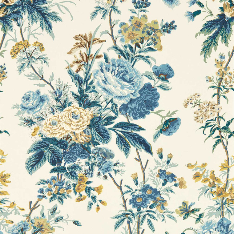 DGDW217304 - Sanderson x Giles Deacon  Classic Floral Blue Sanderson Wallpaper
