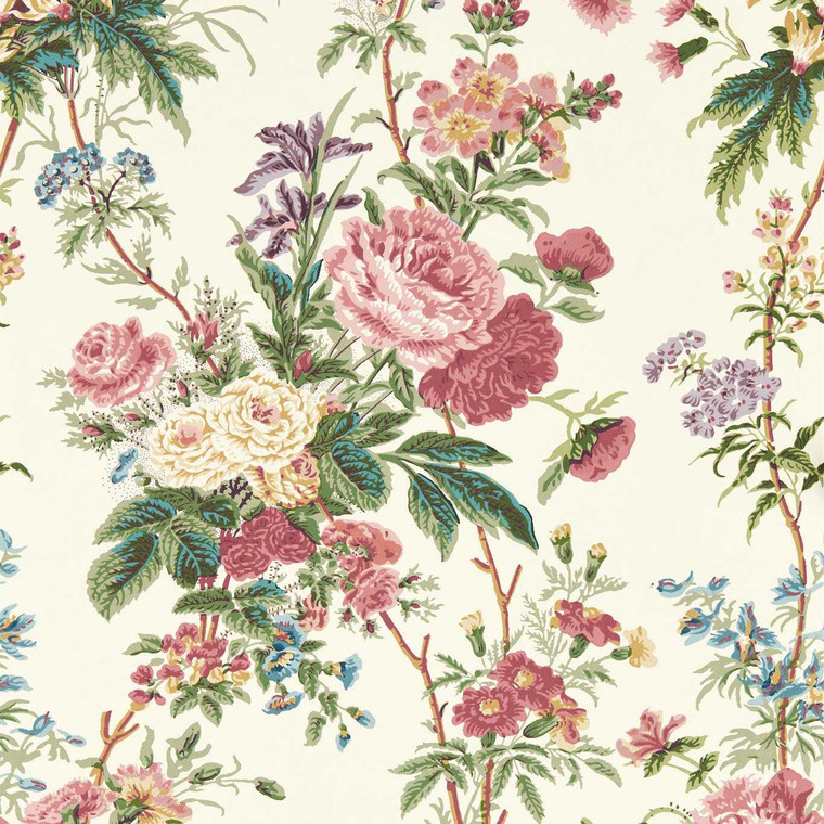 Sanderson DGDW217305 - Sanderson x Giles Deacon Classic Floral Green Sanderson Wallpaper roll - luxury design for UK feature walls