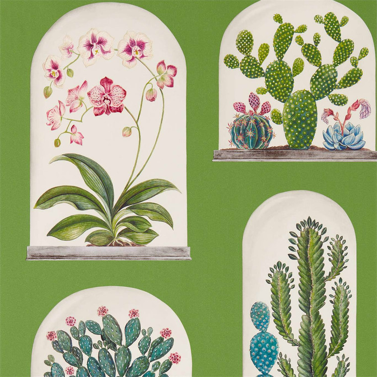 DGLW216656 - Glasshouse  Botanical Green Sanderson Wallpaper