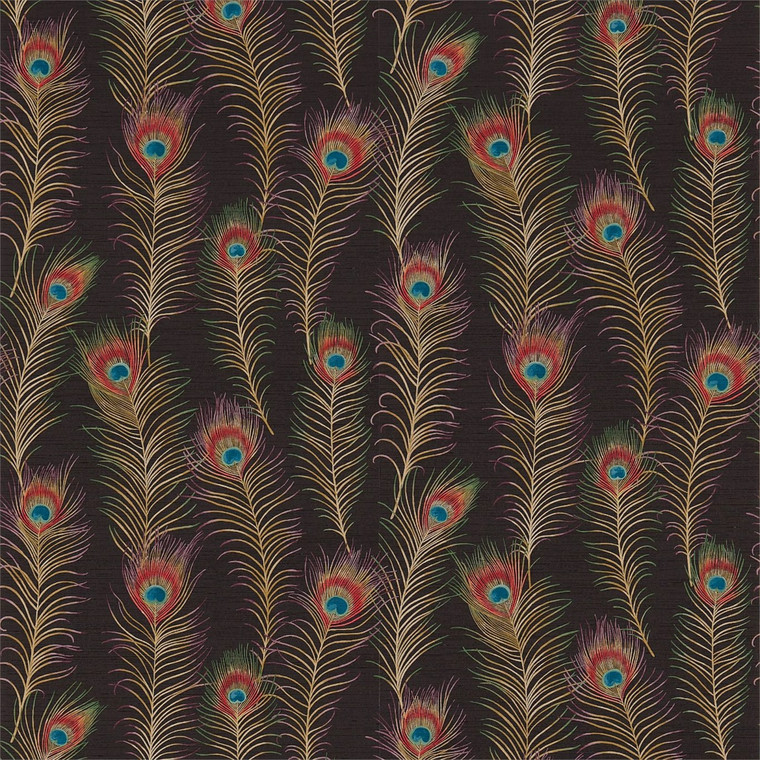 DAEG213062 - Aegean  Peacock Feathers Black Sanderson Wallpaper