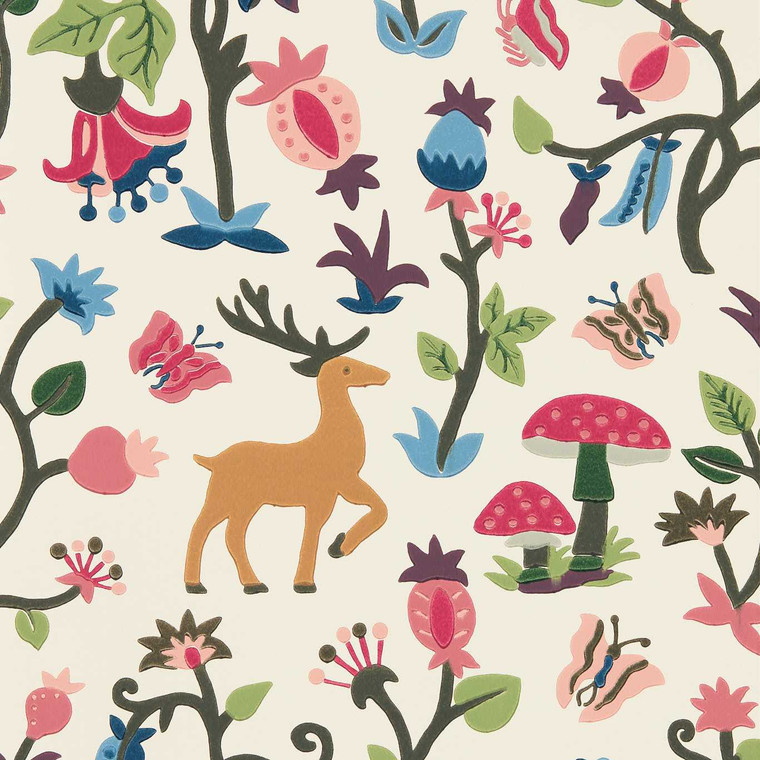 Sanderson DABW217218 - Arboretum Animals Multi Sanderson Wallpaper roll - luxury design for UK feature walls