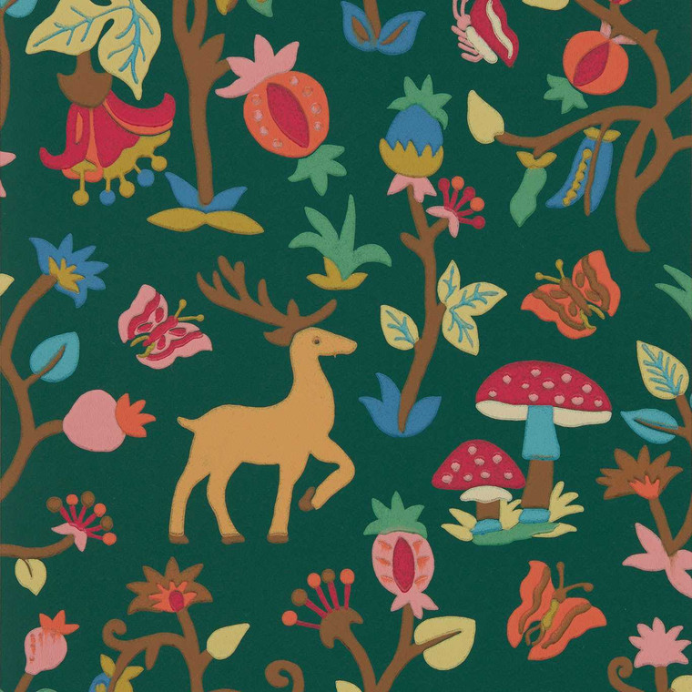 DABW217219 - Arboretum  Animals Green Sanderson Wallpaper
