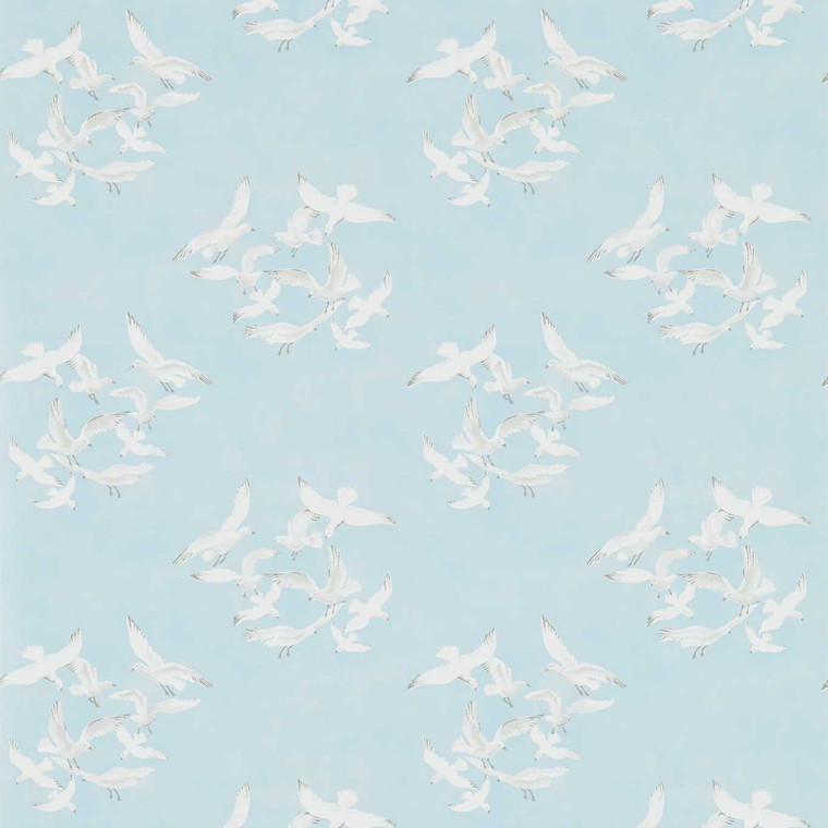 Sanderson DVIN214585 - Sanderson One Sixty Birds Blue Sanderson Wallpaper roll - luxury design for UK feature walls