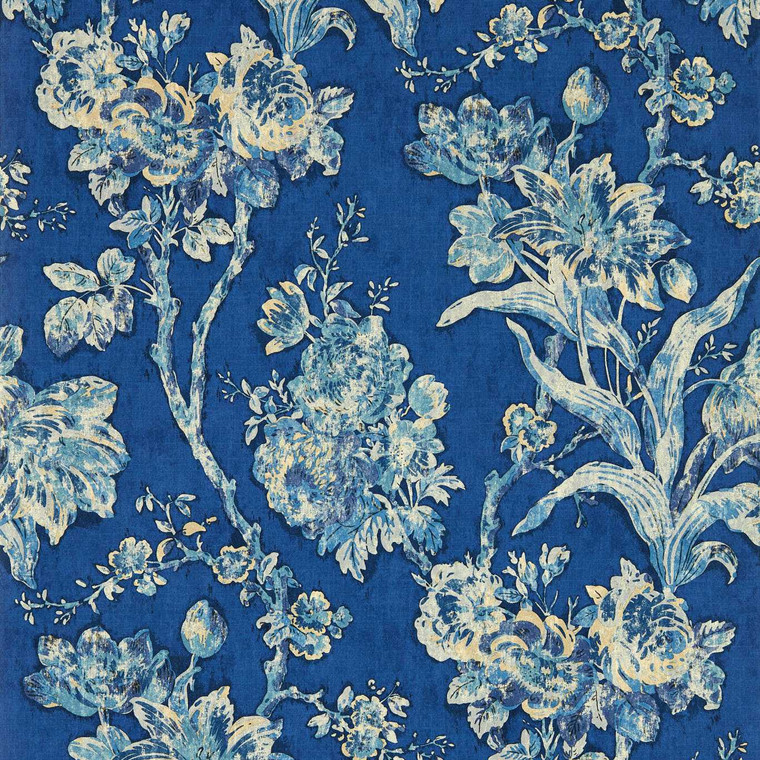 Sanderson DGDW217323 - Sanderson x Giles Deacon Classic Floral Blue Sanderson Wallpaper roll - luxury design for UK feature walls