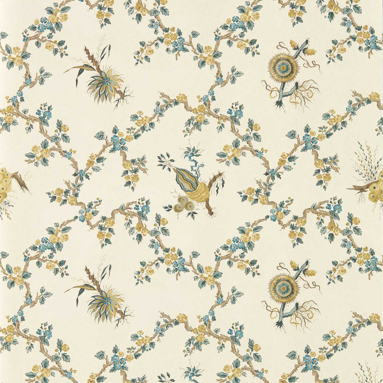DGDW217319 - Sanderson x Giles Deacon  Classic Floral Blue Sanderson Wallpaper