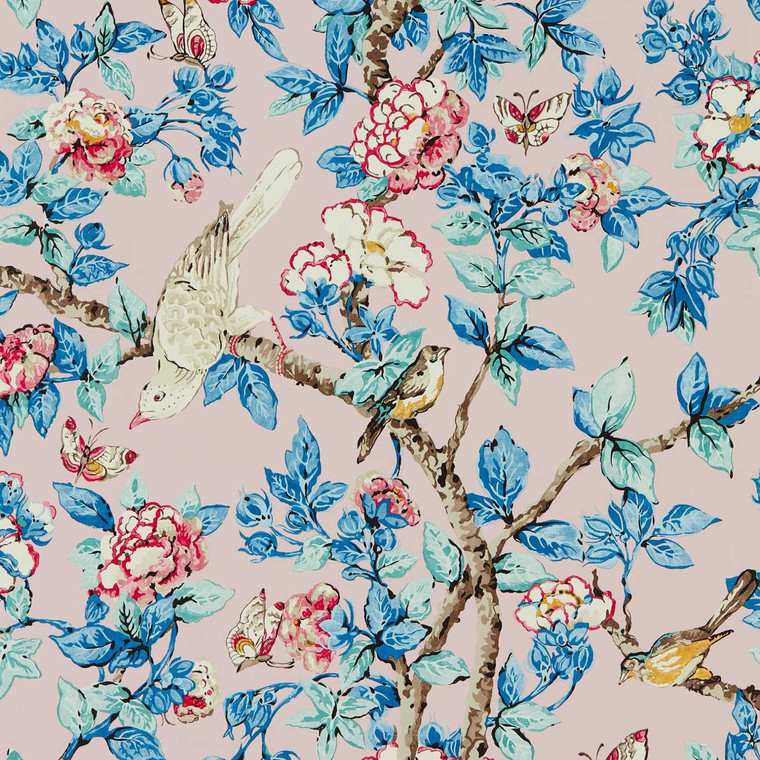 Sanderson DOSW217035 - Sanderson One Sixty Leaves & Trees Blue Sanderson Wallpaper roll - luxury design for UK feature walls