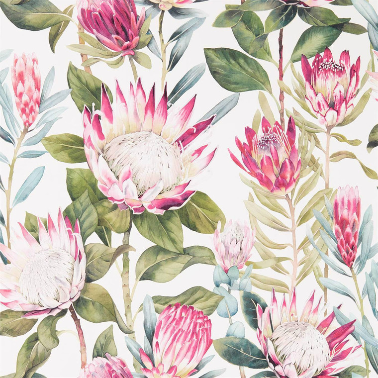 Sanderson DGLW216646 - Glasshouse Classic Floral Green Sanderson Wallpaper roll - luxury design for UK feature walls
