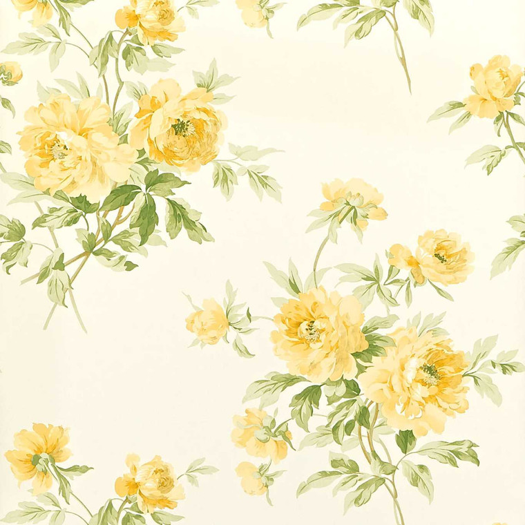 Sanderson DCAVAD102 - Sanderson One Sixty Classic Floral Yellow Sanderson Wallpaper roll - luxury design for UK feature walls