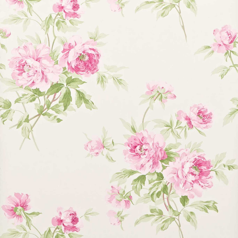 Sanderson DCAVAD104 - Sanderson One Sixty Classic Floral Pink Sanderson Wallpaper roll - luxury design for UK feature walls