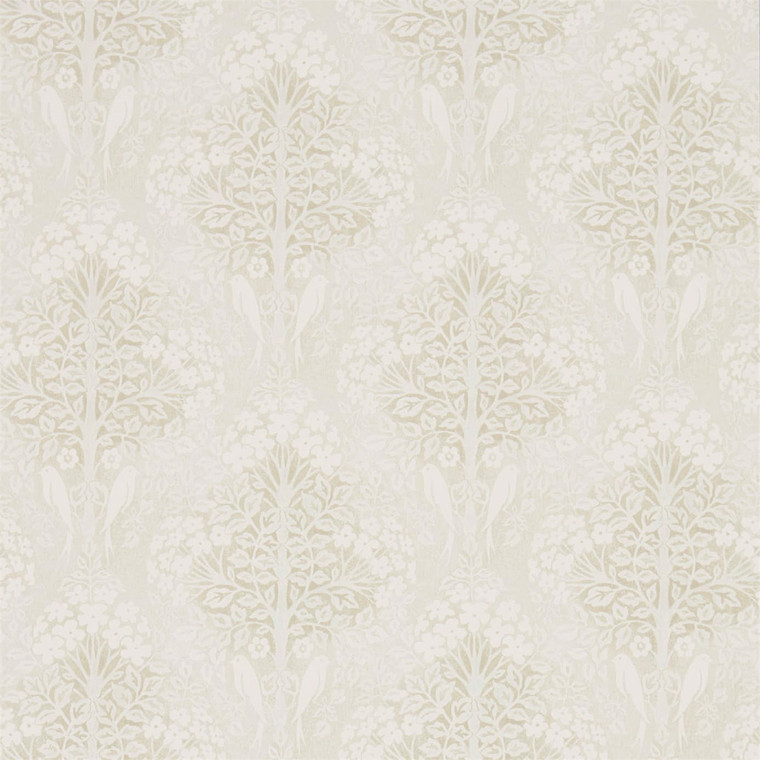 Sanderson DDAM216397 - Chiswick Grove Birds Neutral Sanderson Wallpaper roll - luxury design for UK feature walls