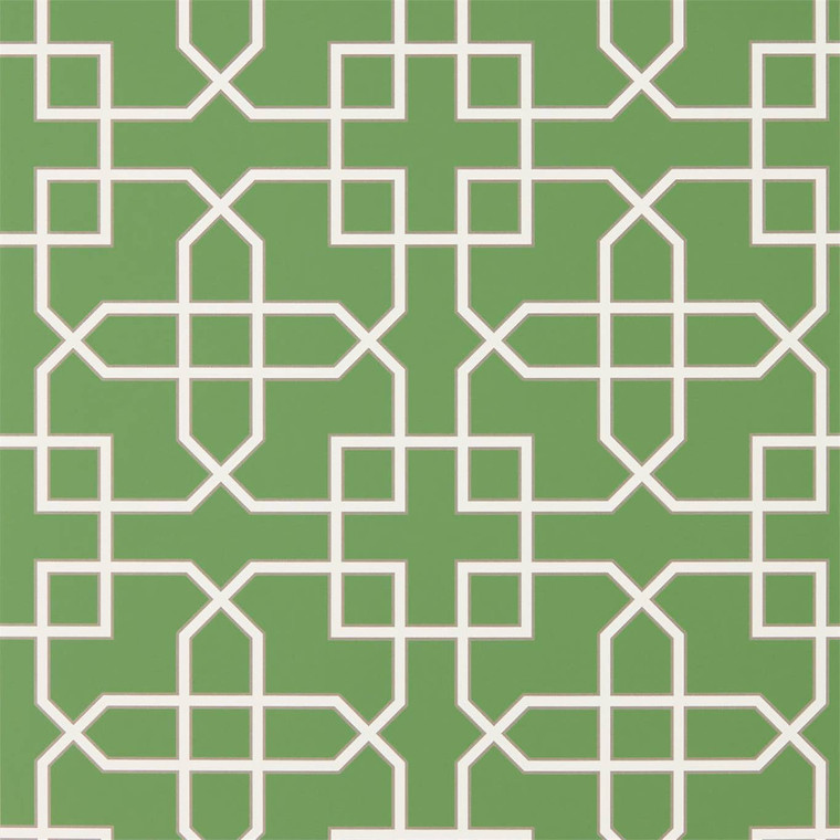 Sanderson DGLW216660 - Glasshouse Geometric Green Sanderson Wallpaper roll - luxury design for UK feature walls