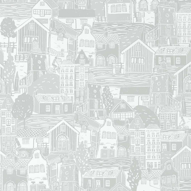 NART112802 - Garden of Eden  Swedish Buildings Grey Scion Wallpaper
