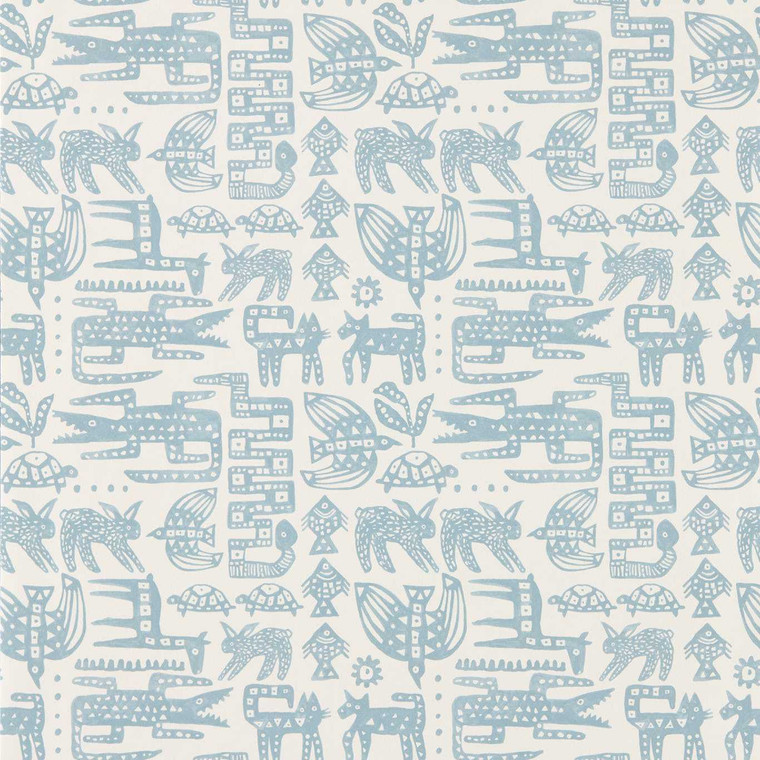 Scion NSCW113288 - Oakham Animals Blue Scion Wallpaper roll - luxury design for UK feature walls