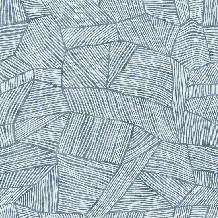 FD26401_Seychelles Mosaic blocks Denim blue off?white Fine Decor Wallpaper