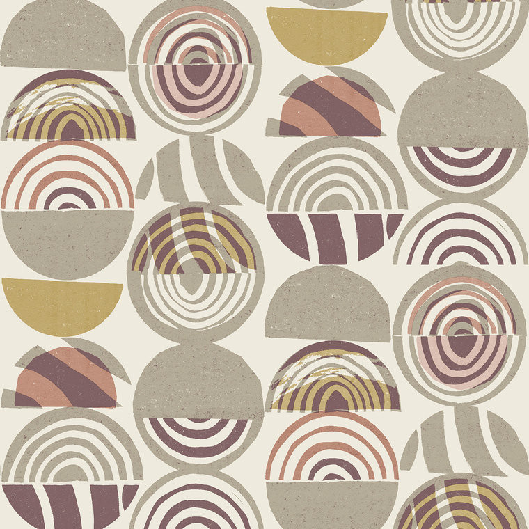 FD26445_Seychelles Abstract arches Blush pink mustard beige Fine Decor Wallpaper