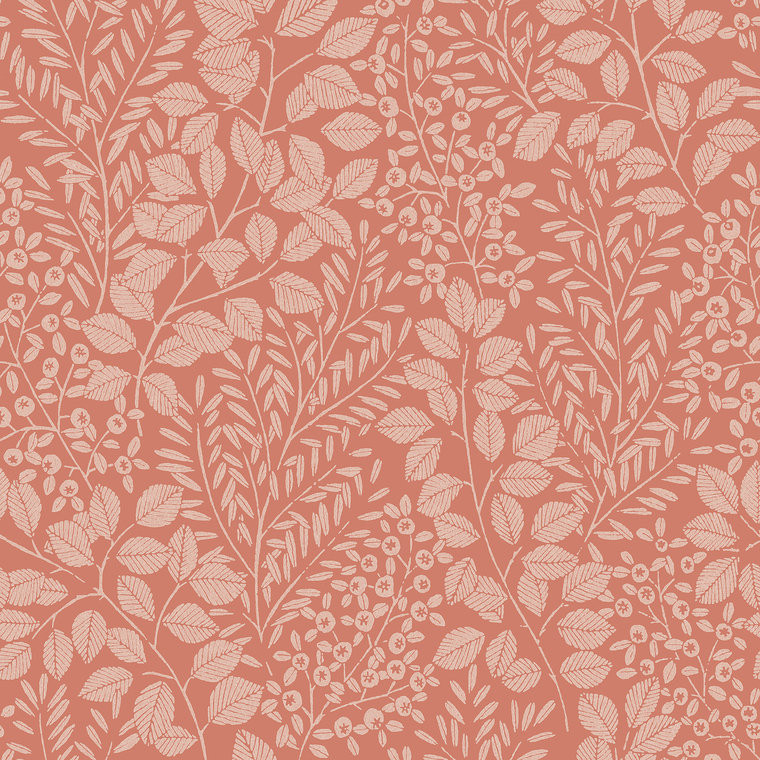 FD26516_Hannah Trailing Leaf Berries Dusty rose coral Fine Decor Wallpaper