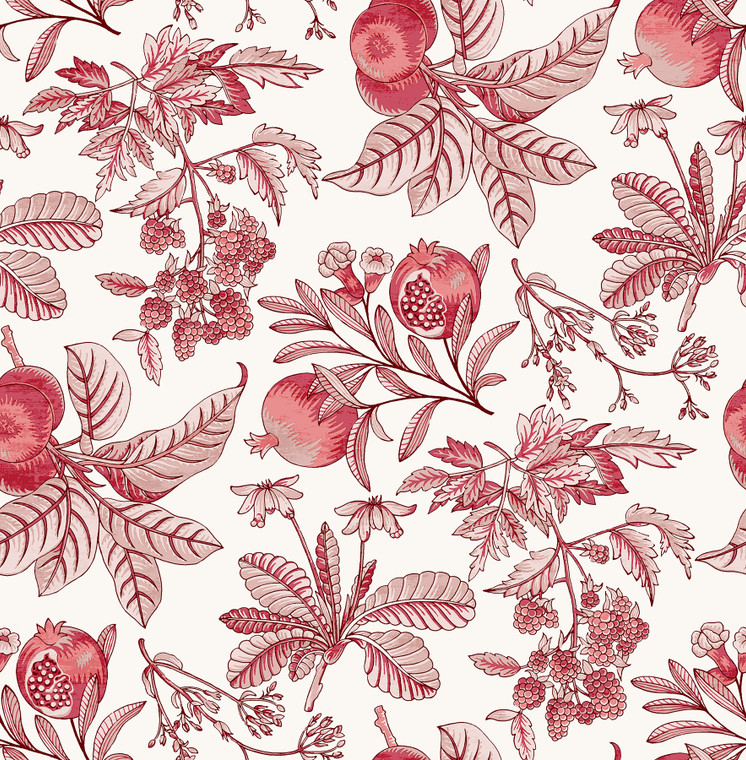 Fine Decor Middleton Classical Botanical Deep Red Wallpaper FD26812