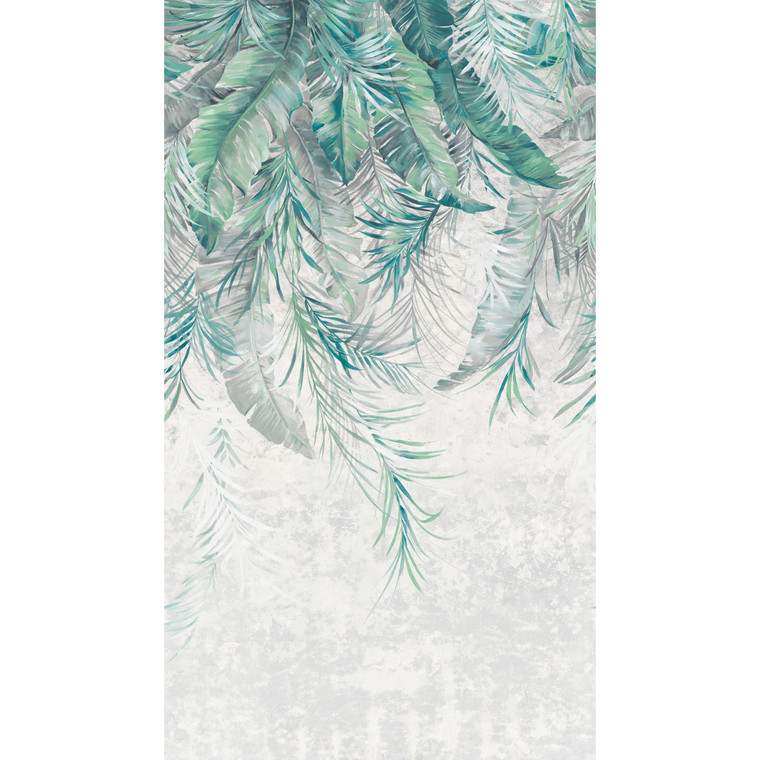 WH45189M-Welcome Home Murals Tree Leaf Blue, Grey, Green Galerie Mural