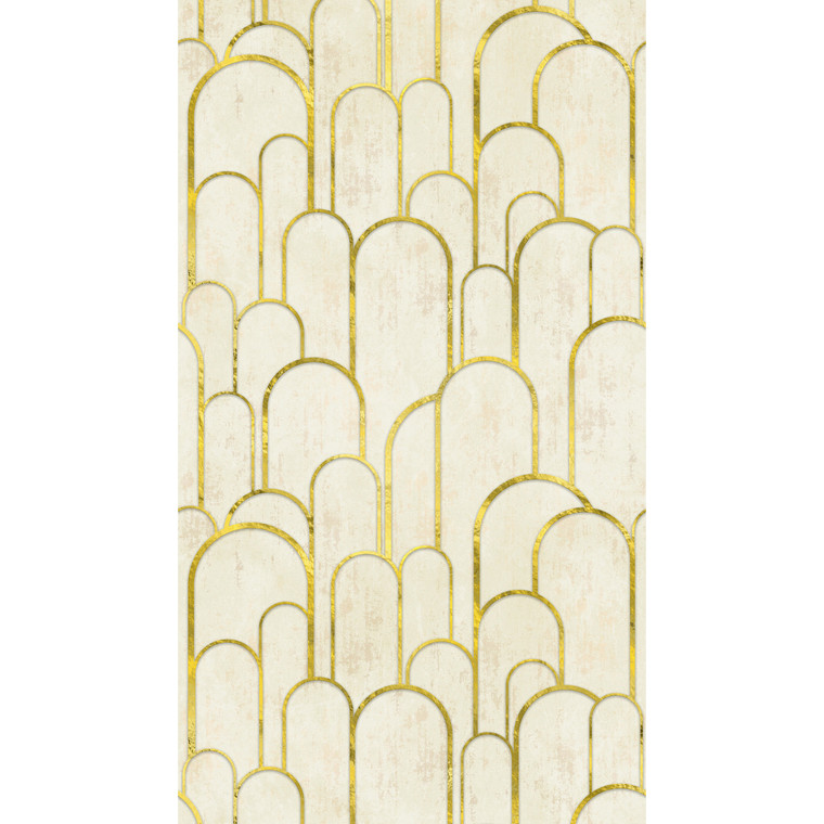 WH45224M-Welcome Home Murals Abstract Cream, Yellow, Metallic Galerie Mural