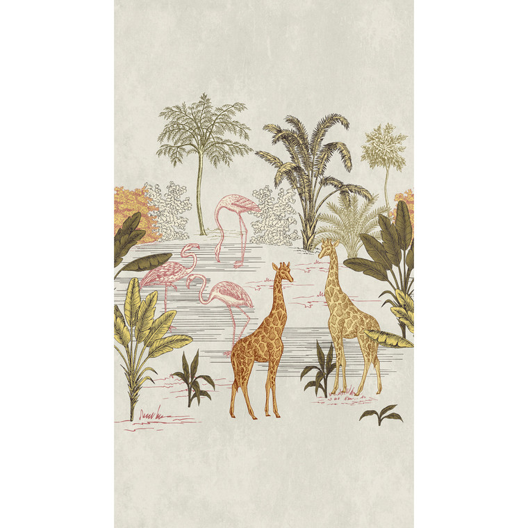 WH45241M-Welcome Home Murals Animal Beige, Yellow, Pink Galerie Mural