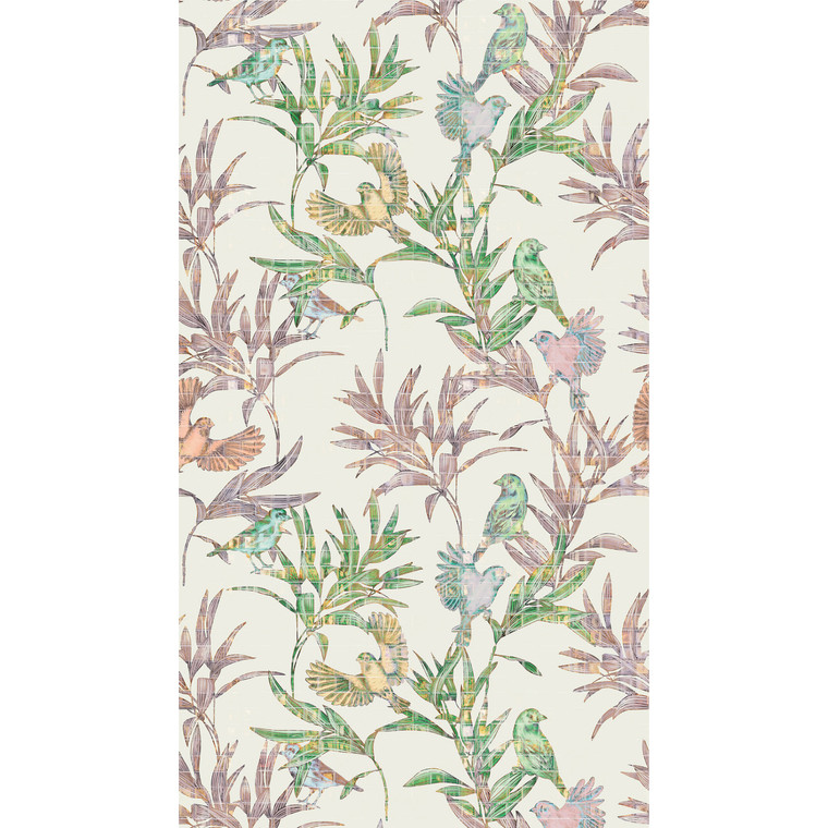 WH45245M-Welcome Home Murals Tree Leaf,Birds Multi-coloured, Cream, Pink Galerie Mural